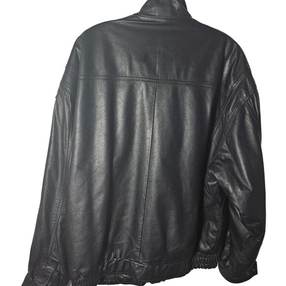 Urban Equipment Vintage Black Leather Jacket With Stand-Up Collar full zipper & - Picture 5 of 13